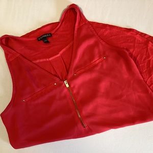 Red zip-up tank top